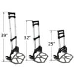 A set of measurements for a pair of luggage trolleys.