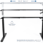 A diagram showing the height of a standing desk.