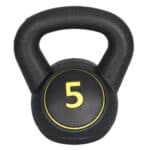 A kettlebell with the number 5 on it.