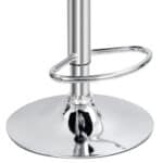 A chrome swivel bar stool on a white background.