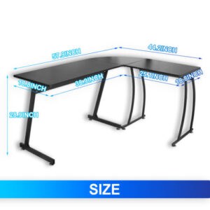 A diagram showing the size of a computer desk.