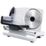 A meat slicer on a white background.