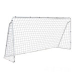 A soccer goal on a white background.