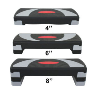 A set of black and red step steps with different sizes.