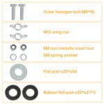 A diagram showing the different parts of a bolt kit.