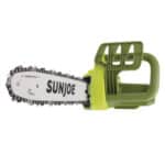 A chainsaw with the word sunjoe on it.