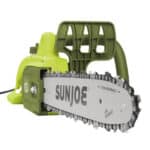 The sunjoe chainsaw is on a white background.