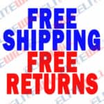 Free shipping free returns decal.