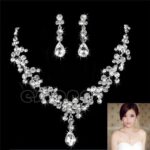 Rhinestone bridal necklace and earrings set.