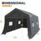 The dimensions of a black carport tent.