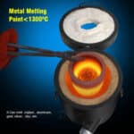 An image of a metal melting pot with the words metal melting point - 1300cc.