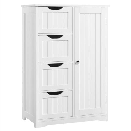 A white cabinet with four drawers.