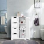 A white bathroom cabinet with four drawers.