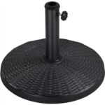 A black round base with a black pole.