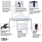 A diagram showing the features of a gazebo tent.