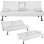 A group of white couches.