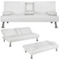 A group of white couches.