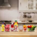 A counter with food in containers.