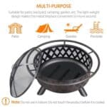 A fire pit with a mesh cover.