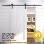 A sliding barn door with a sliding barn door.