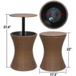 A table with height measurement.