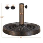 A metal umbrella stand with a round base.