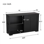 A black cabinet with dimensions.