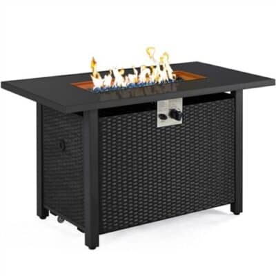 43’’ Outdoor Propane Gas Fire Pit Table With Glass Tabletop For Patio ...