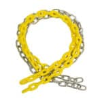 A yellow chain on a white background.