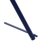 A blue metal pole with a handle on it.