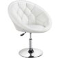 A white leather swivel chair on a chrome base.