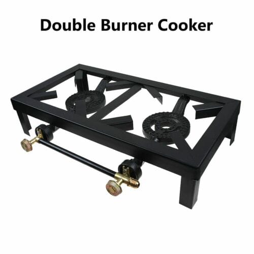 A double burner cooker on a white background.