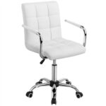 A white leather office chair on a white background.