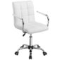 A white leather office chair on a white background.