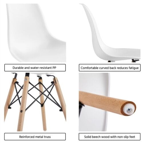 Eames swivel chair – white with wood legs.
