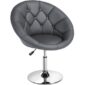 A grey leather swivel chair on a chrome base.