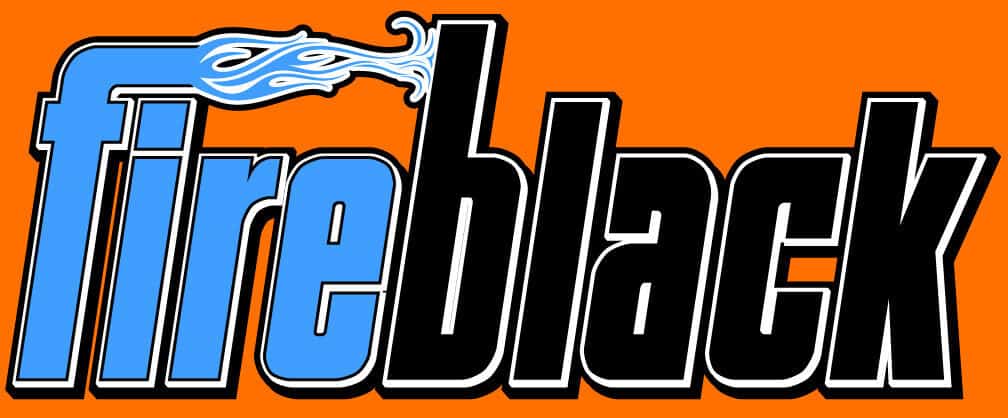 Fire black logo on an orange background.