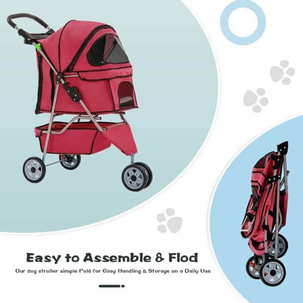 Easy to assemble & fold pet stroller.
