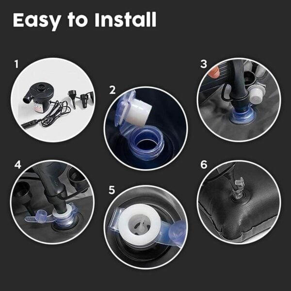 Instructions showcasing a six-step process for installing a component, emphasizing the ease of installation.