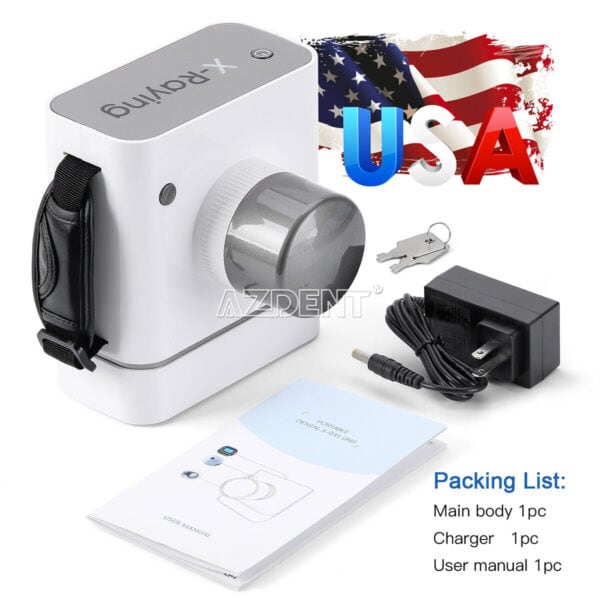 Portable nebulizer with accessories and an american flag, indicating availability in the usa.