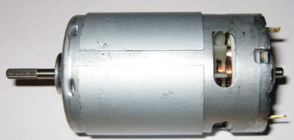 Electric dc motor with visible copper windings.