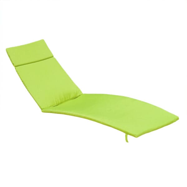 A lime green chaise lounge on a white background.