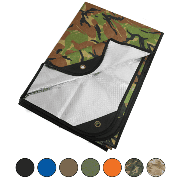 A camouflage fabric with different colors.
