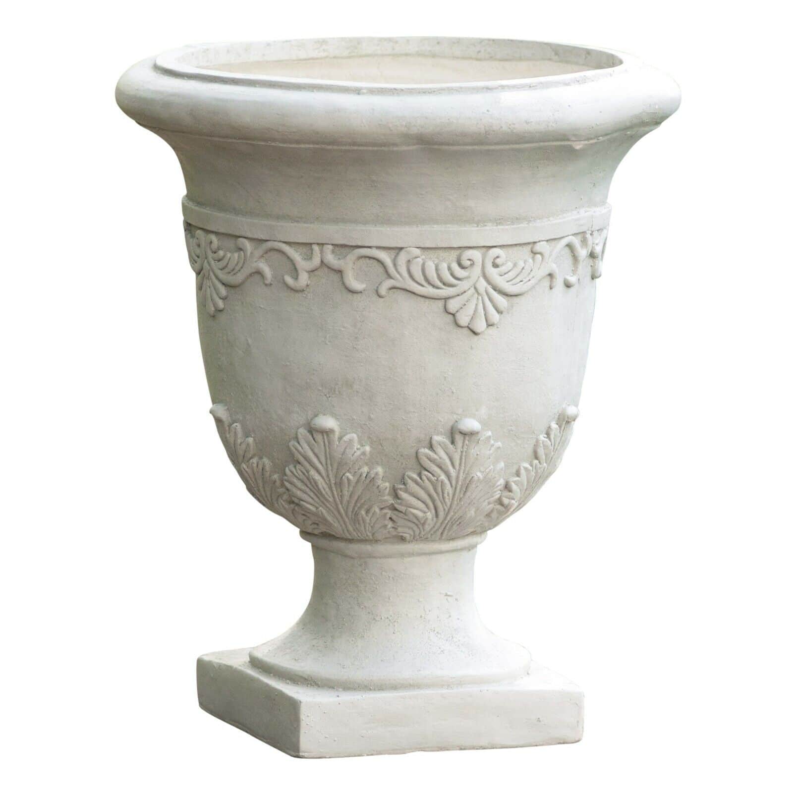 A white urn on a white background.