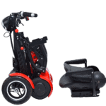 A red and black scooter.