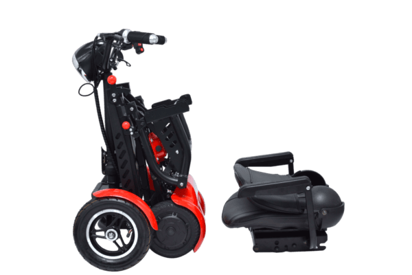 A red and black scooter.