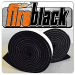 A roll of fire black insulation with the logo on it.