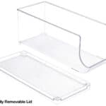 A clear plastic tray with two compartments.