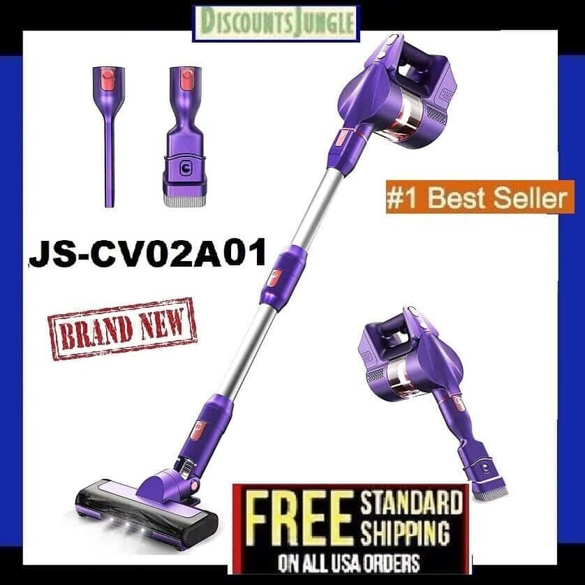 A purple vacuum cleaner with a purple handle.