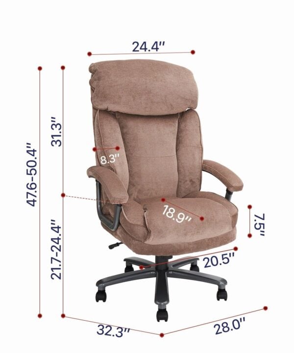 The measurements of a large office chair.
